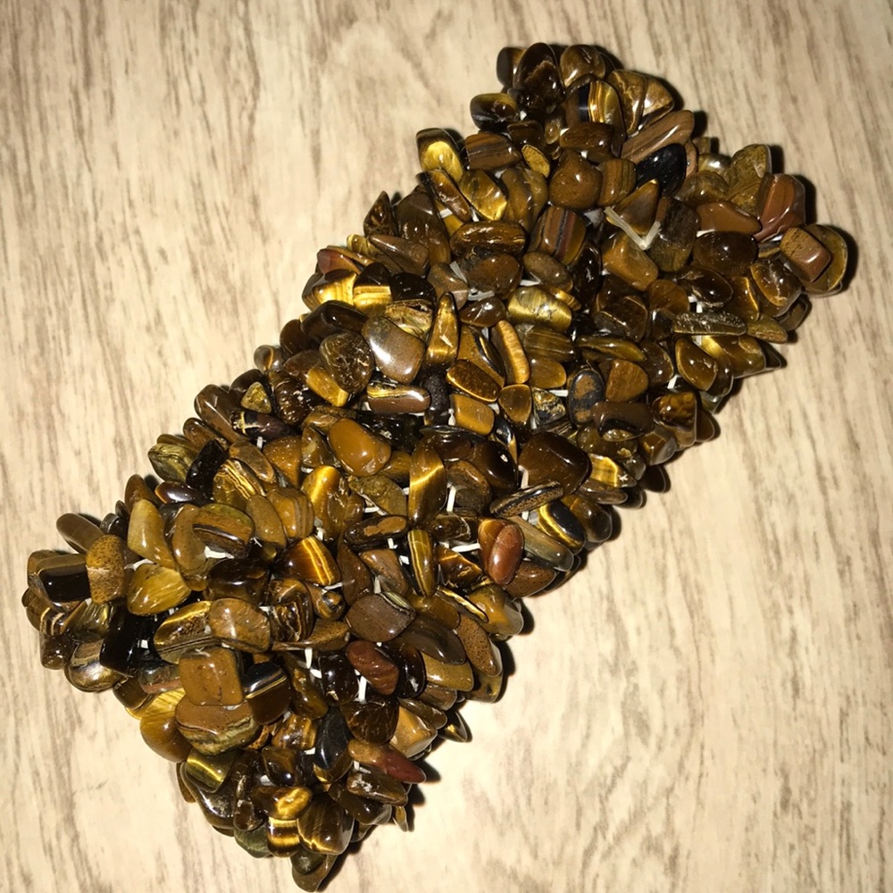 Tiger Eye Bracelet Stretch LOTSA STONES! Heavy